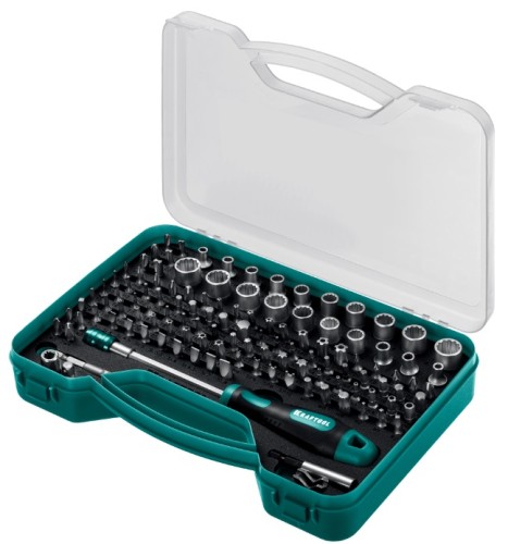 Отвертка-битодержатель KRAFTOOL 26816 X-Drive-122 с насадками, 122 шт.