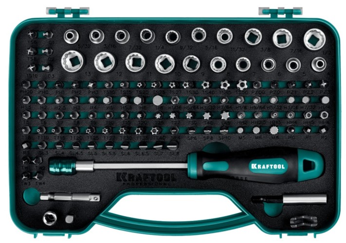 Отвертка-битодержатель KRAFTOOL 26816 X-Drive-122 с насадками, 122 шт. - изображение 2