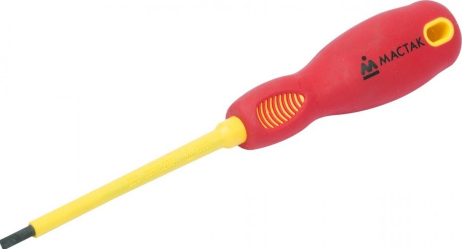 Отвертка диэлектрическая шлицевая МАСТАК 040-40100EH slotted 4,0 мм, 100 мм, держатель