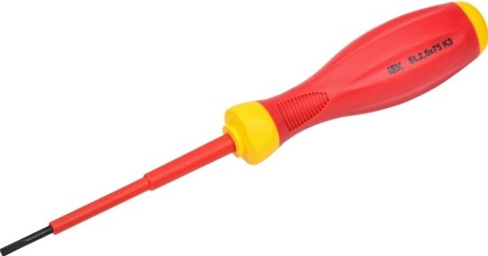 Отвертка диэлектрическая шлицевая IEK ARMA2L 3 SL2.5х75 K3 1000B A2L3-SC30-K3-SL-25-075