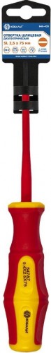Отвертка диэлектрическая шлицевая Кобальт 646-430 ultra grip sl 2,5х75 мм cr-v, двухкомпонентная рук
