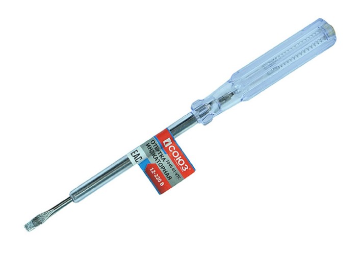 Отвертка индикаторная СОЮЗ 1040-01-VTC 180мм, 100-500в, прямой шлиц