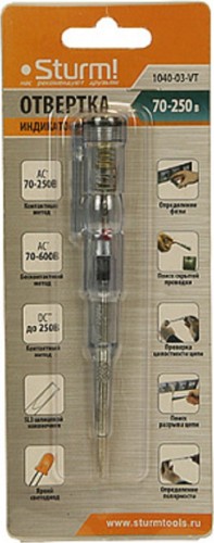 Отвертка индикаторная Sturm 1040-03-VT контактный и бесконтактный метод - изображение 4