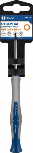 Отвертка Кобальт 245-435 для точных работ ultra grip hex 2.0х50 мм cr-v, дв