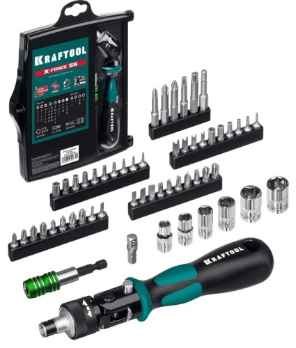Отвертка KRAFTOOL Expert-55 реверсивная с насадками, 55 предм. 25554-H55_z01 - изображение 2
