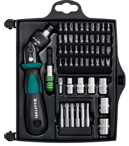 Отвертка KRAFTOOL Expert-55 реверсивная с насадками, 55 предм. 25554-H55_z01