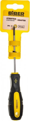 Отвертка крестовая Biber Крафтер 86010 CrV сталь ph 0х75мм тов-141908 - изображение 2