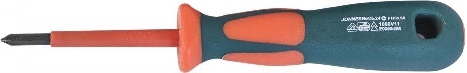 Отвертка крестовая диэлектрическая JONNESWAY DV13P060 1000 V, PH0 х 60 мм 047466