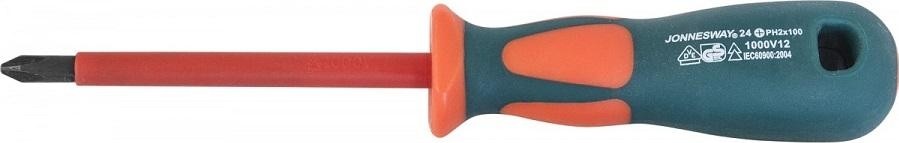 Отвертка крестовая диэлектрическая JONNESWAY DV13P2100 1000 V, PH2 х 100 мм 047468