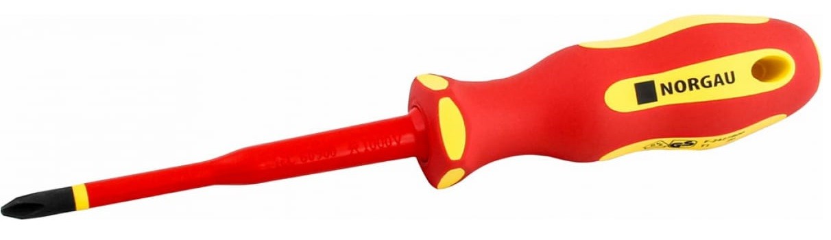 Отвертка крестовая диэлектрическая Norgau PH2х100мм крестовая vde slim 067074120
