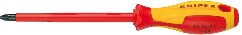 Отвертка крестовая диэлектрическая KNIPEX 982400 1000 V, PH0 х 175 мм KN-982400