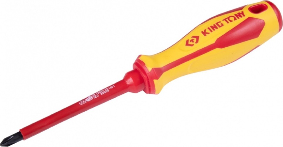 Отвертка крестовая диэлектрическая KING TONY 14710204 РН2 х 100 мм