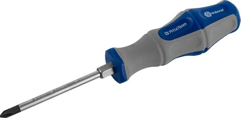 Отвертка крестовая Кобальт 646-584 ударная ultra grip ph-1x75 мм s2, двухкомпонентная - изображение 2