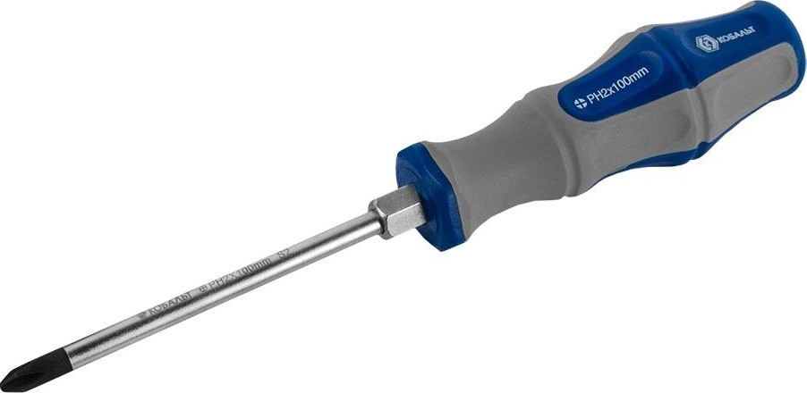 Отвертка крестовая Кобальт 646-591 ударная ultra grip ph-2x100 мм s2, двухкомпонентна - изображение 3