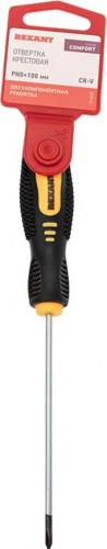 Отвертка крестовая REXANT PH 0х100 мм Cr-V двухкомпонентная рукоятка 12-6402