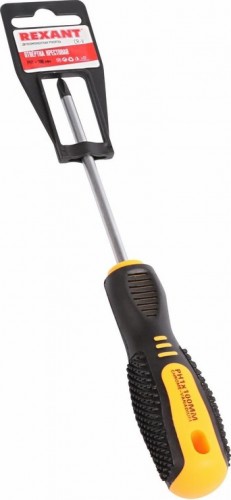 Отвертка крестовая REXANT PH 1х100 мм Cr-V двухкомпонентная рукоятка 12-4727 - изображение 2