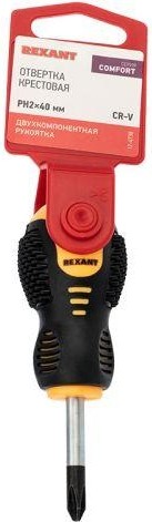 Отвертка крестовая REXANT PH 2х40 мм Cr-V двухкомпонентная рукоятка 12-4730