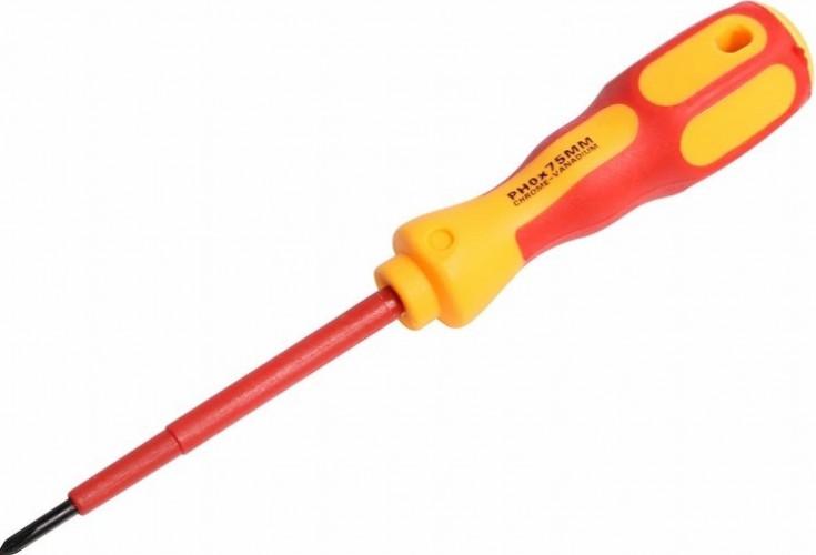 Отвертка крестовая REXANT PH0х75 мм диэлектрическая до 1000В 12-4715