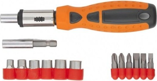 Отвертка реверсивная Sparta с битами, головки торцевые, 14 предметов 115565