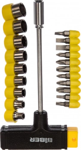 Отвертка с битами Biber 85553 т-образная рукоятка, 22 пред. тов-079423