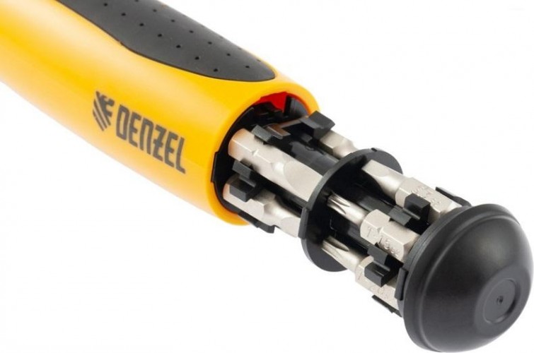 Отвертка с битами Denzel 7711611 реверсивная. механизм smartpush 12 шт - изображение 3