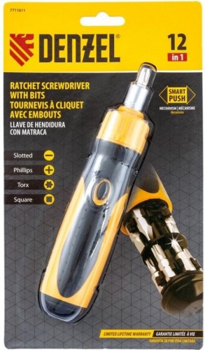 Отвертка с битами Denzel 7711611 реверсивная. механизм smartpush 12 шт - изображение 4