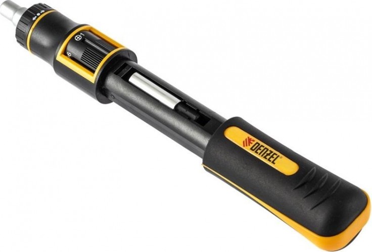 Отвертка с битами Denzel 7711601 реверсивная с револьверным механизмом, 9в1, сталь - изображение 3