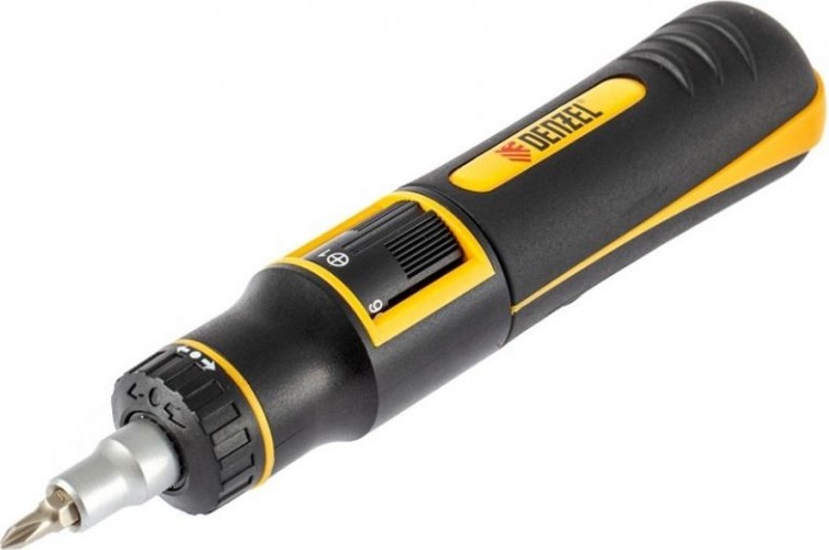 Отвертка с битами Denzel 7711601 реверсивная с револьверным механизмом, 9в1, сталь