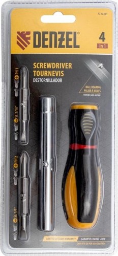 Отвертка с битами Denzel 7713381 комбинированная, sl3/16"-ph1, sl1/4"-ph2 - изображение 5