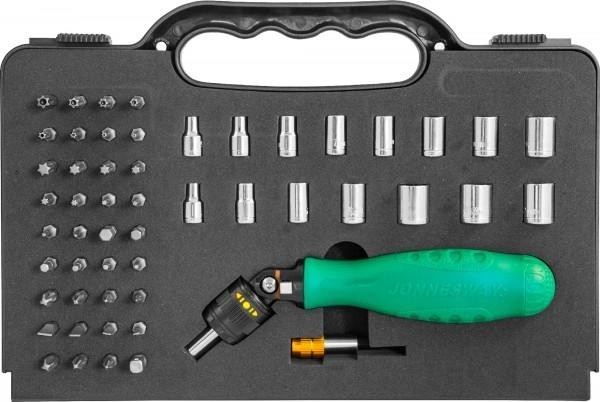 Отвертка с битами JONNESWAY DR0253S Рукоятка трещоточная с гибкой головкой в и головка 048821