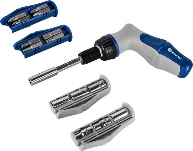 Отвертка с битами Кобальт 245-459 реверсивная ultra grip пистолетная, телескопическа - изображение 3