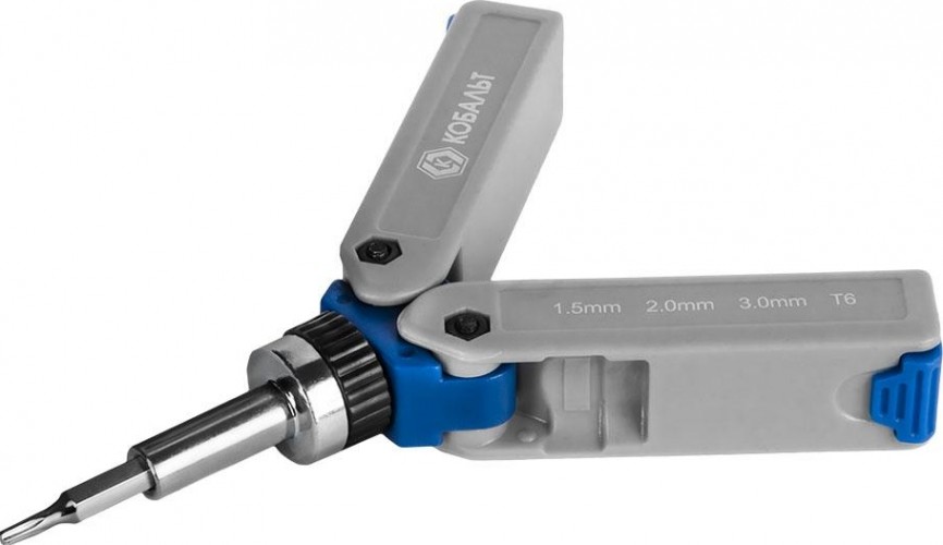 Отвертка с битами Кобальт 245-466 реверсивная складная, с набором для точных работ, - изображение 3