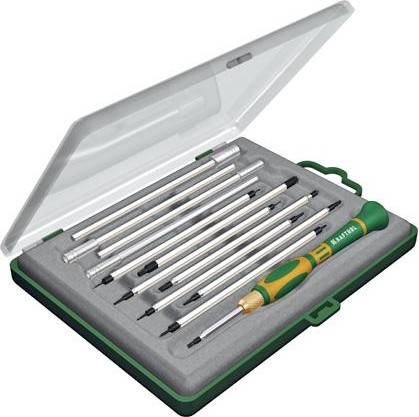 Отвертка с битами KRAFTOOL X-Turbo для точных работ со сменными стержнями и головками 25611-H12