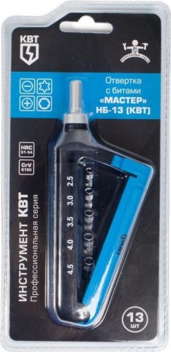 Отвертка с битами КВТ "МАСТЕР" 13 предметов НБ-13 78698