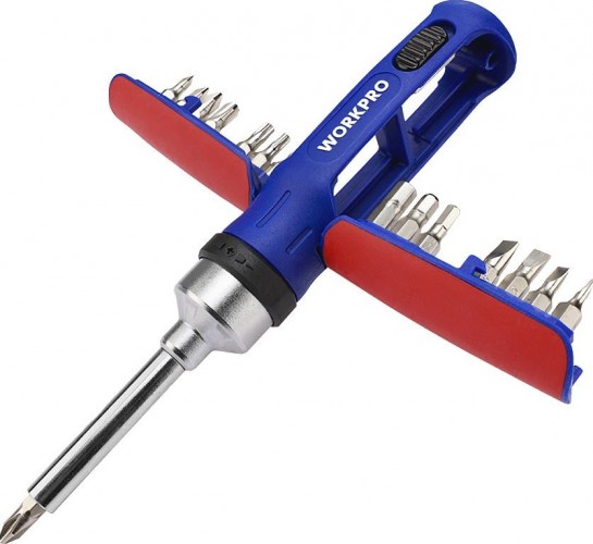 Отвертка с битами WORKPRO WP221061 15-в-1 с трещоткой - изображение 3