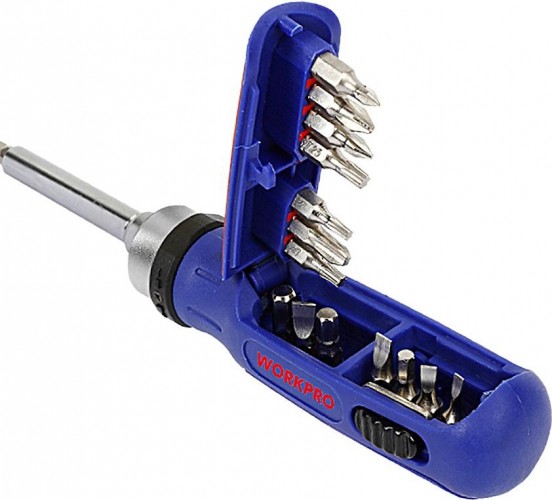 Отвертка с битами WORKPRO WP221061 15-в-1 с трещоткой - изображение 5