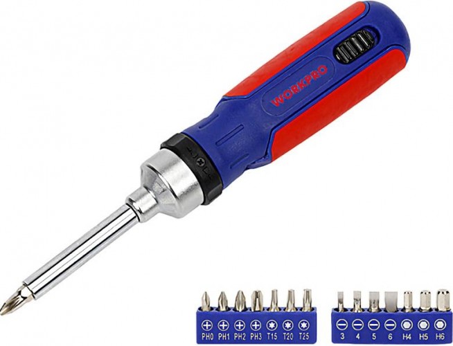 Отвертка с битами WORKPRO WP221061 15-в-1 с трещоткой - изображение 2