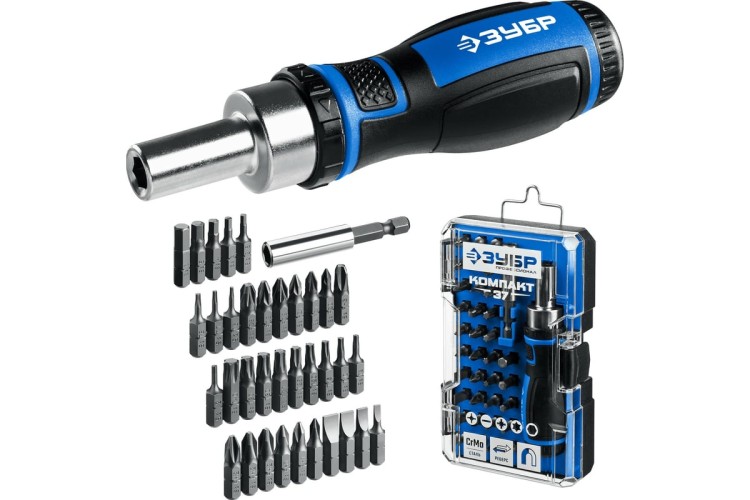 Отвертка с битами ЗУБР Компакт-37 реверсивная 25164-H37_z01