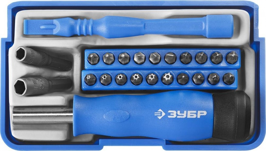 Отвертка с битами ЗУБР ПРОФЕССИОНАЛ для точных работ и мобильных устройств 24 предм., 25648-H24