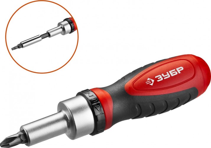 Отвертка с битами ЗУБР ПРОФЕССИОНАЛ компакт-т29 набор: реверсивная насадками 29 шт 25168-H29_z01 - изображение 2