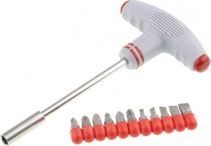 Отвертка с Т-образной эргономичной ручкой MATRIX  с набором бит, CrV, 11 предметов 11567 - изображение 2