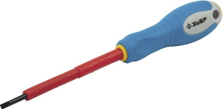 Отвертка шлицевая диэлектрическая ЗУБР "ПРОФИ ЭЛЕКТРИК" VDE 1000 V 8.0 х 175 мм 25261-8.0-175 25261-8.0-175_z01