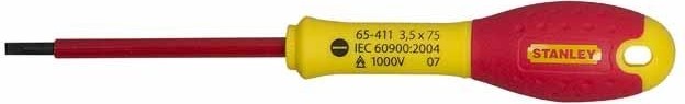 Отвертка шлицевая диэлектрическая STANLEY VDE FATMAX 0-65-411 3.5 х 75 мм 0-65-411