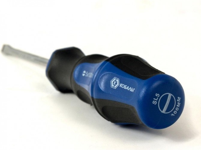 Отвертка шлицевая Кобальт 646-256 ultra grip sl 5,0х100 мм, двухкомпонентная рукоятк - изображение 2