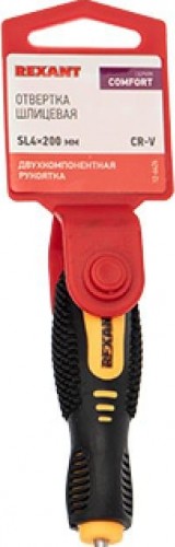 Отвертка шлицевая REXANT SL 4х200 мм Cr-V двухкомпонентная рукоятка 12-6426 - изображение 2