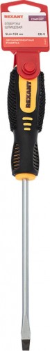Отвертка шлицевая REXANT SL 6х150 мм Cr-V двухкомпонентная рукоятка 12-6431