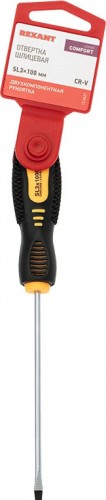 Отвертка шлицевая REXANT SL 3х100 мм Cr-V двухкомпонентная рукоятка 12-6421
