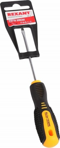 Отвертка шлицевая REXANT SL 3х75 мм Cr-V двухкомпонентная рукоятка 12-4721 - изображение 4