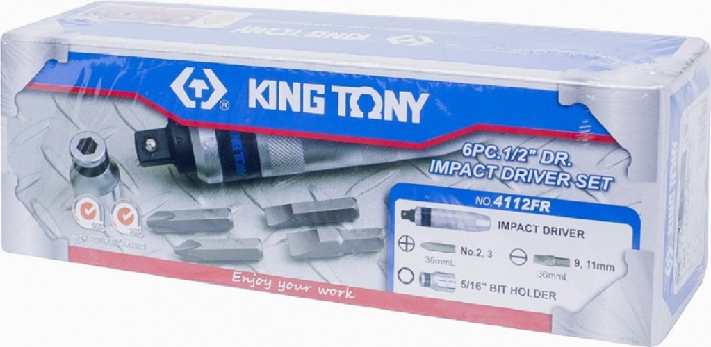 Отвертка ударная KING TONY 4112FR 5/16", 6 предметов - изображение 5