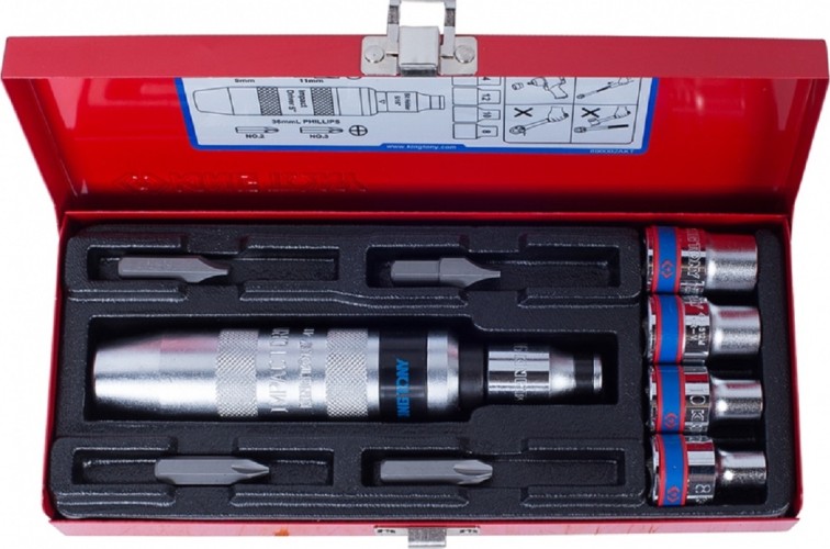 Отвертка ударная KING TONY 4505MR 5/16", 10 предметов - изображение 3